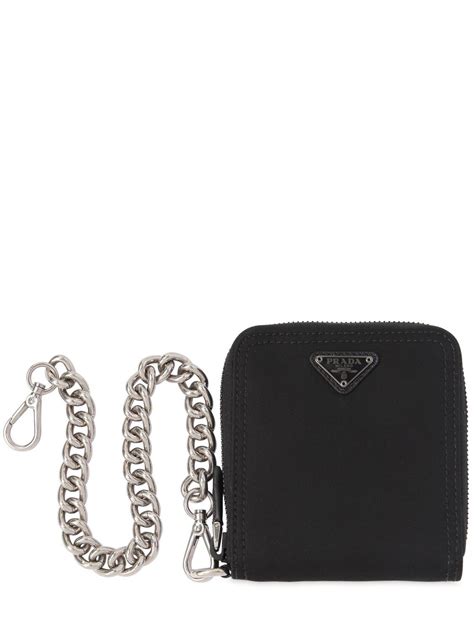 prada leather wallet on a chain|prada nylon zipper wallet.